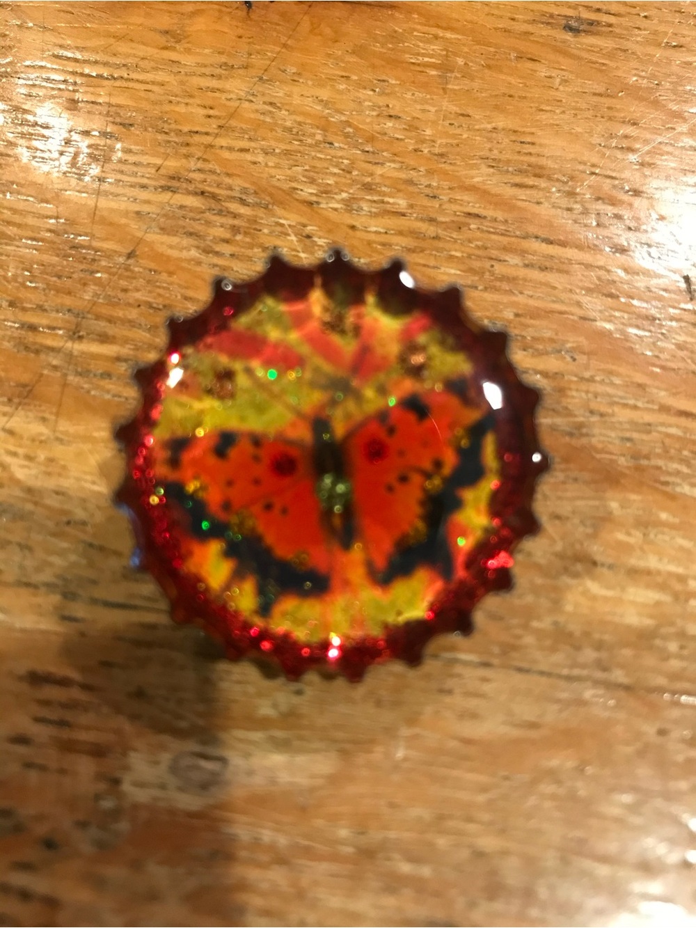 New Artist Bottle Cap Butterfly Pin